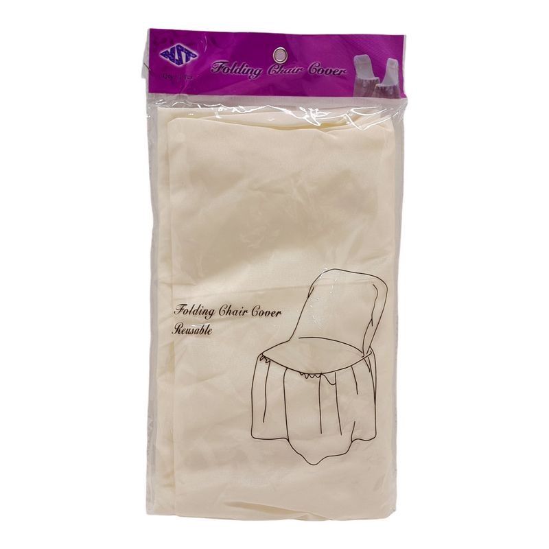 Reusable Polyester Folding Chair Cover Ivory
