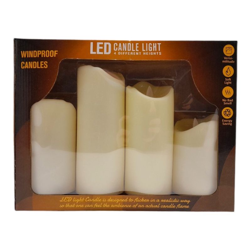 4pc Led Swinging Candles Ivory 5&quot;, 6&quot;, 7&quot; &amp; 7.75&quot;
