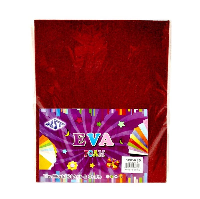 10pc 9.5&quot;x12&quot; Glitter Foam Sheet Red