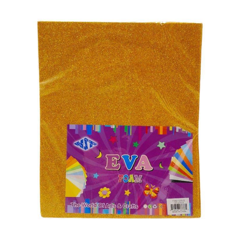 10pc 9.5"x12" Glitter Foam Sheet Gold