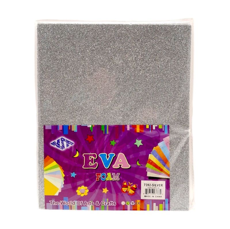 10pc 9.5&quot;x12&quot; Glitter Foam Sheet Silver