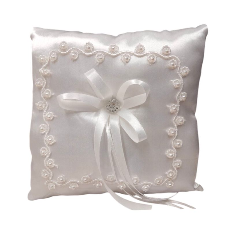 7&quot; Ring Pillow w/Pearls White
