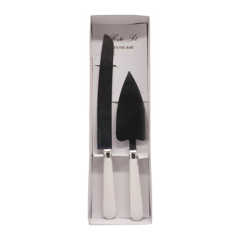 Cake Knife &amp; Server Set White