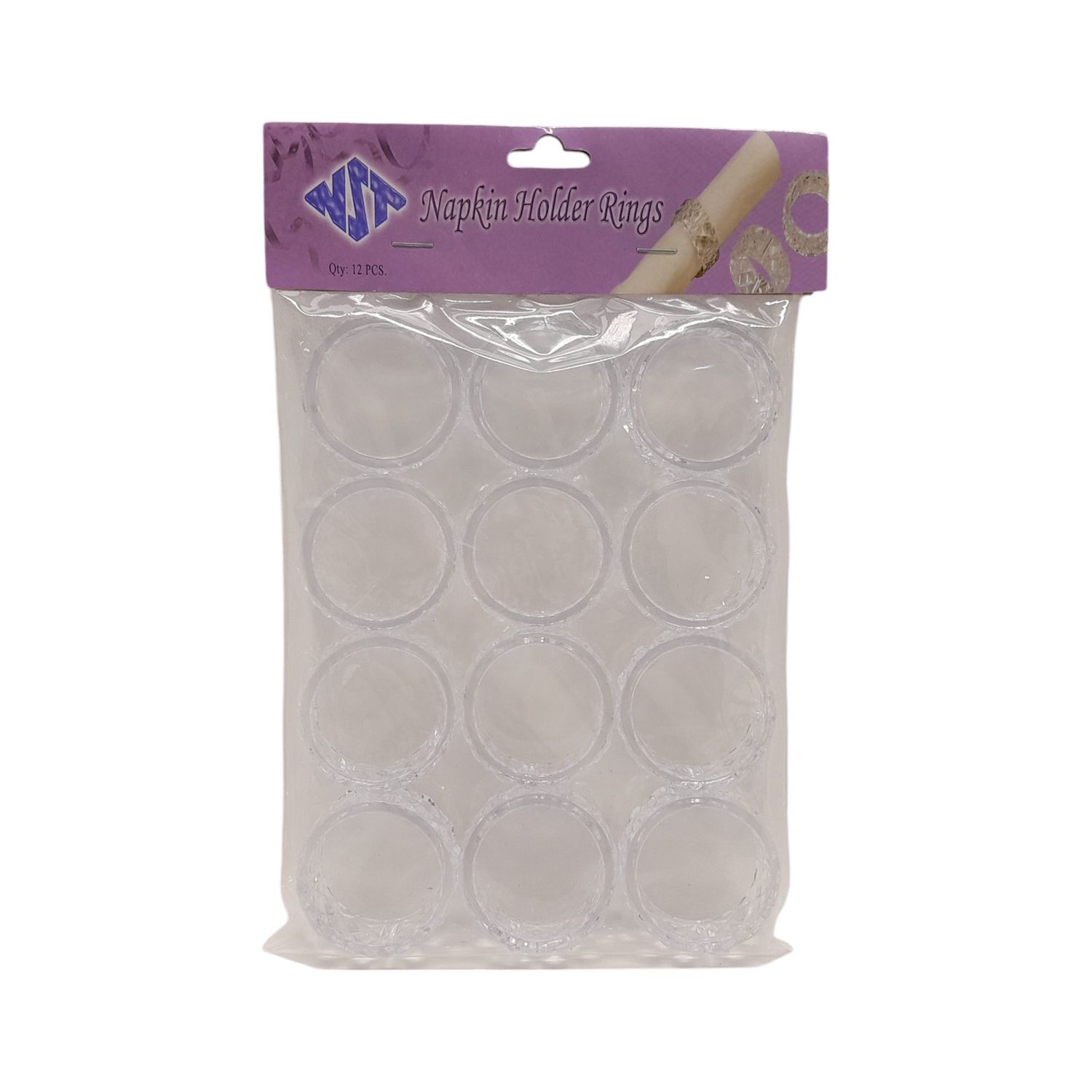 12pc 2&quot; Plastic Napkin Ring Clear