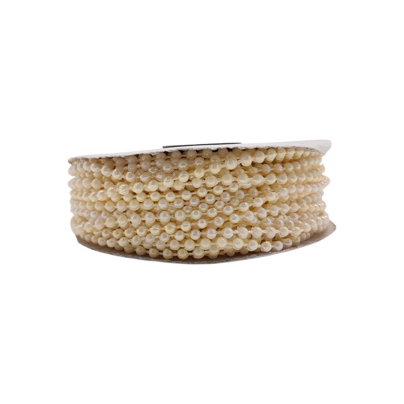 24yd 3mm Plastic MOT Pearl Strand White AB