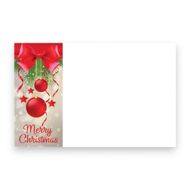 50pc 3.5&quot;x2.25&quot; Enclosure Cards Merry Christmas w/Red Bow &amp; Ornaments