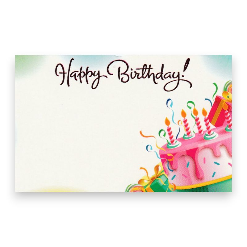 50pc 3.5&quot;x2.25&quot; Enclosure Cards Happy Birthday w/Vibrant Cake Multicolor