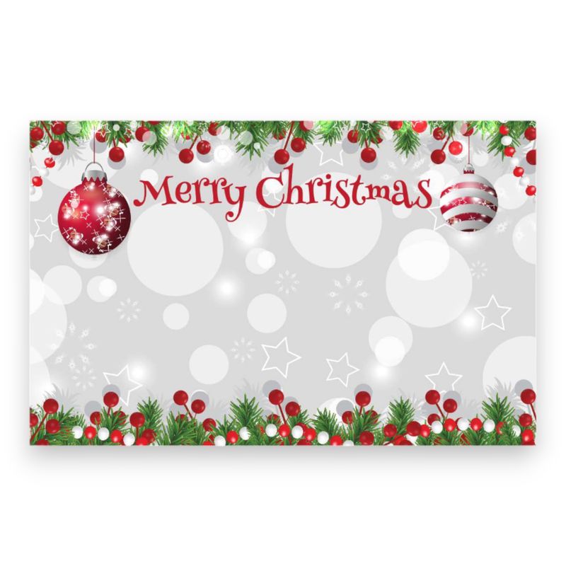50pc 3.5&quot;x2.25&quot; Enclosure Cards Merry Christmas w/Pine, Berries &amp; Ornaments