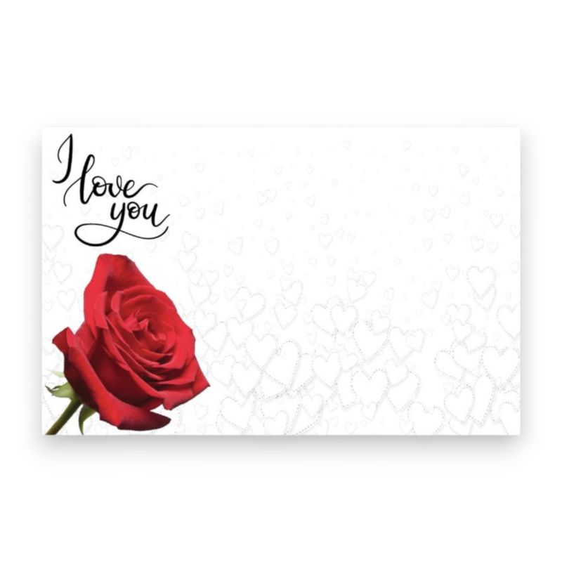 50pc 3.5&quot;x2.25&quot; Enclosure Cards I love You w/Hearts &amp; Red Rose