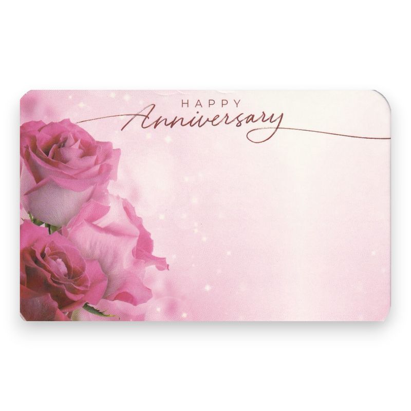 50pc 3-1/2″x2-1/4″ Enclosure Cards Happy Anniversary (Pink Roses)