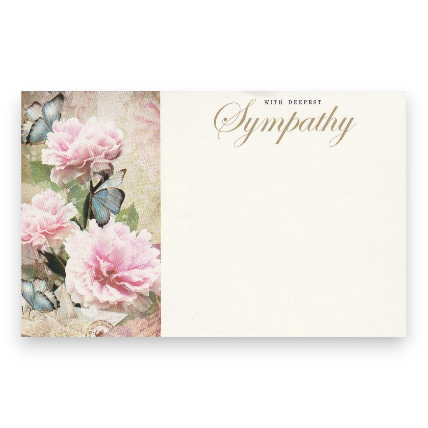 50pc 3.5&quot;x2.25&quot; Enclosure Cards With Deepest Sympathy (Butterflies)