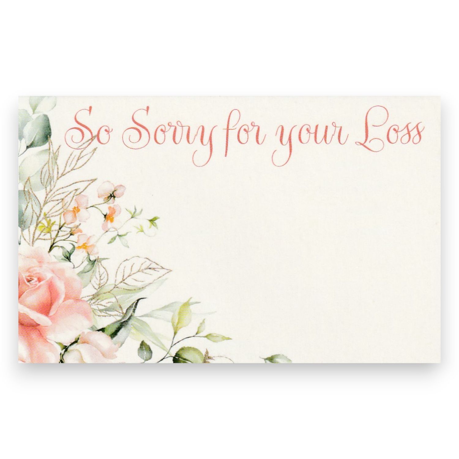 50pc 3.5&quot;x2.25&quot; Enclosure Cards Sorry for Your Loss w/Light Pink Rose