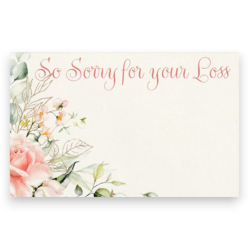 50pc 3.5&quot;x2.25&quot; Enclosure Cards Sorry for Your Loss w/Light Pink Rose
