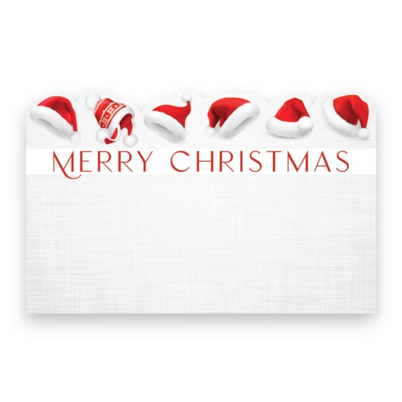 50pc 3.5&quot;x2.25&quot; Enclosure Cards Merry Christmas w/Red &amp; White Santa Hats
