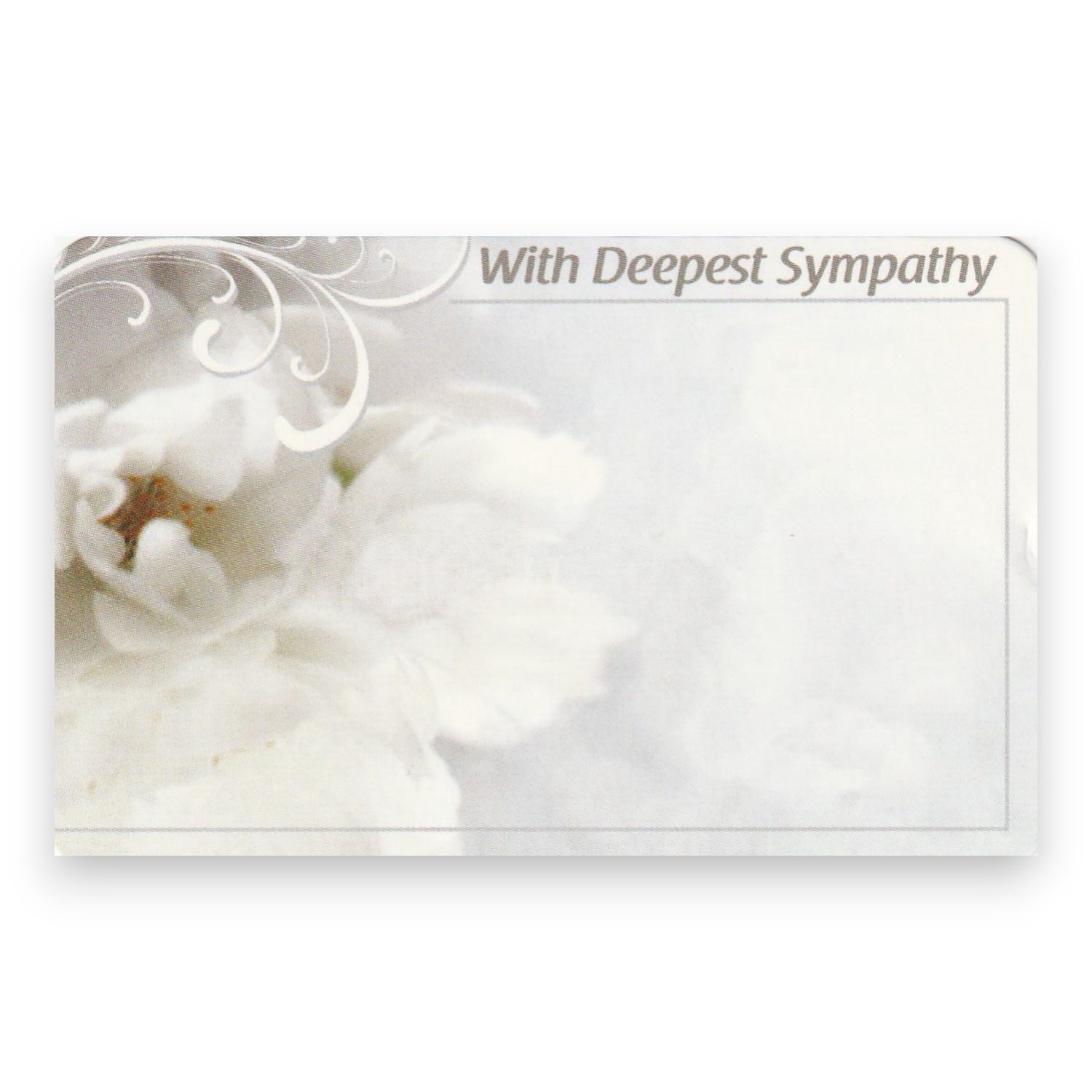 50pc 3-1/2″x2-1/4″ Enclosure Cards With Deepest Sympathy w/Flowers