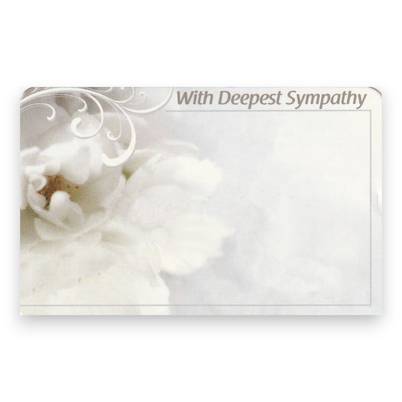 50pc 3-1/2″x2-1/4″ Enclosure Cards With Deepest Sympathy w/Flowers