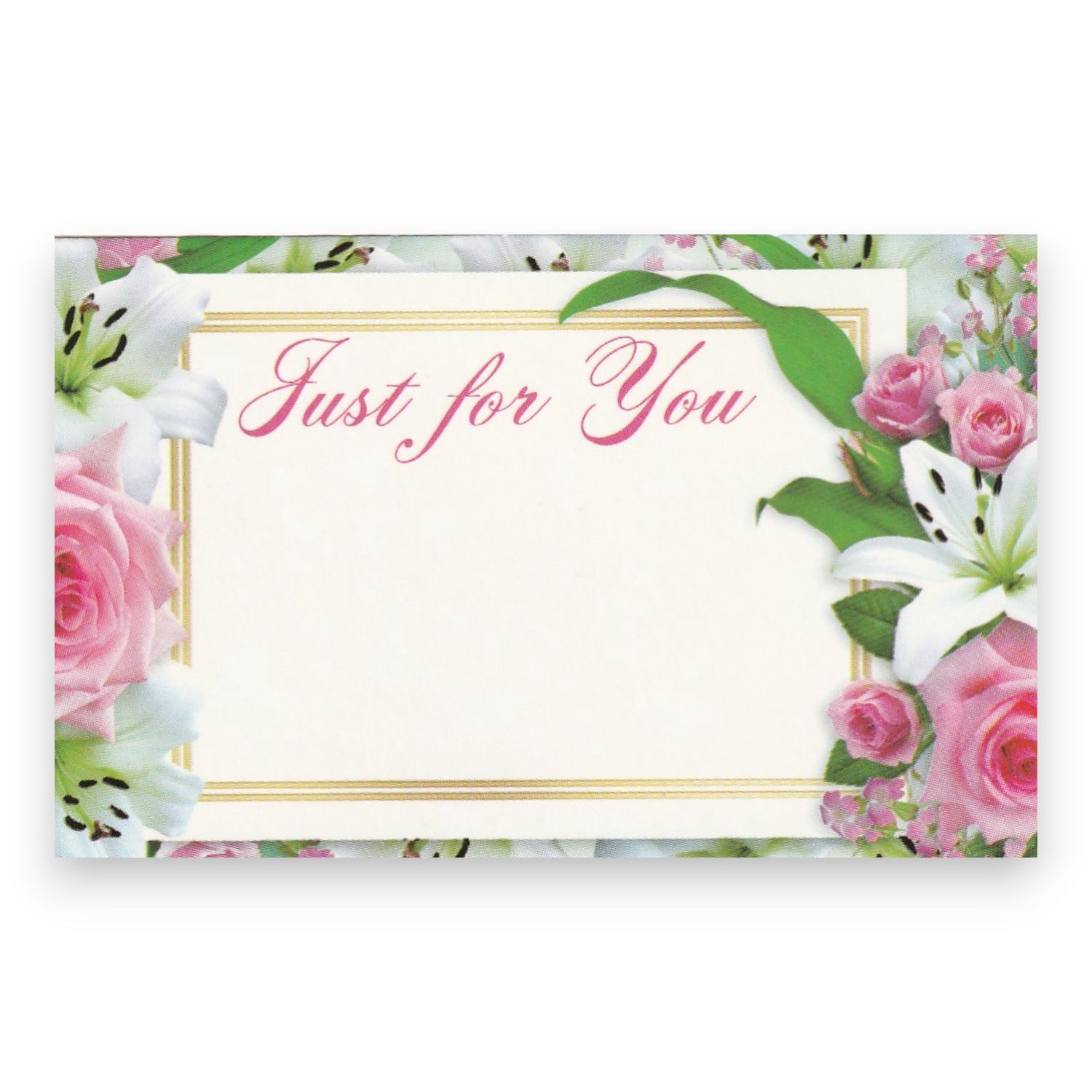 50pc 3.5&quot;x2.25&quot; Enclosure Cards Just For You w/Flowers