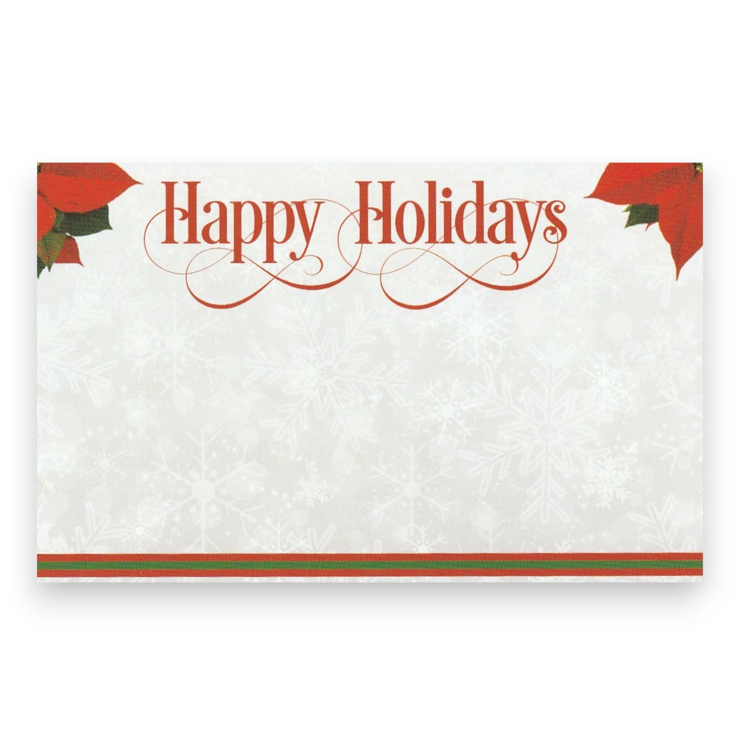 50pc 3.5"x2.25" Enclosure Cards Happy Holidays w/Red Poinsettias