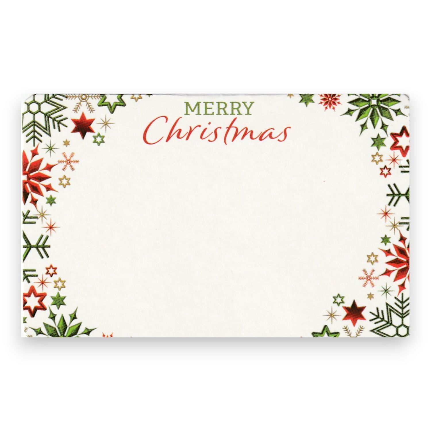 50pc 3.5&quot;x2.25&quot; Enclosure Cards Merry Christmas w/Snowflakes Red/Green