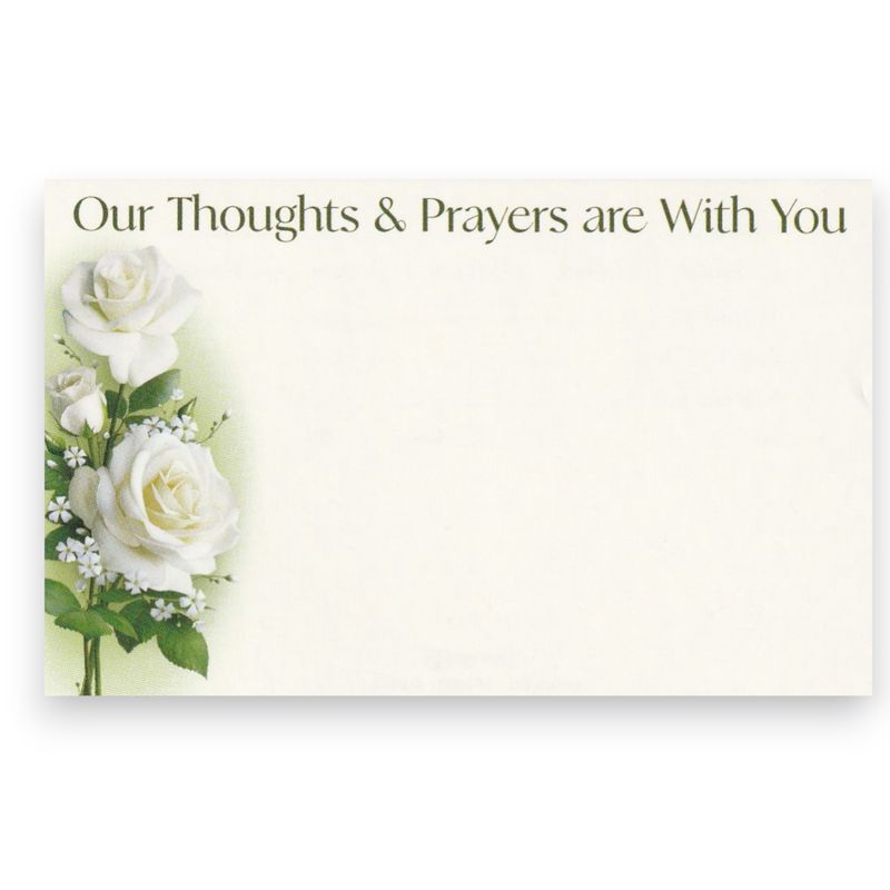 50pc 3.5&quot;x2.25&quot; Enclosure Cards Thoughts &amp; Prayers w/Flowers