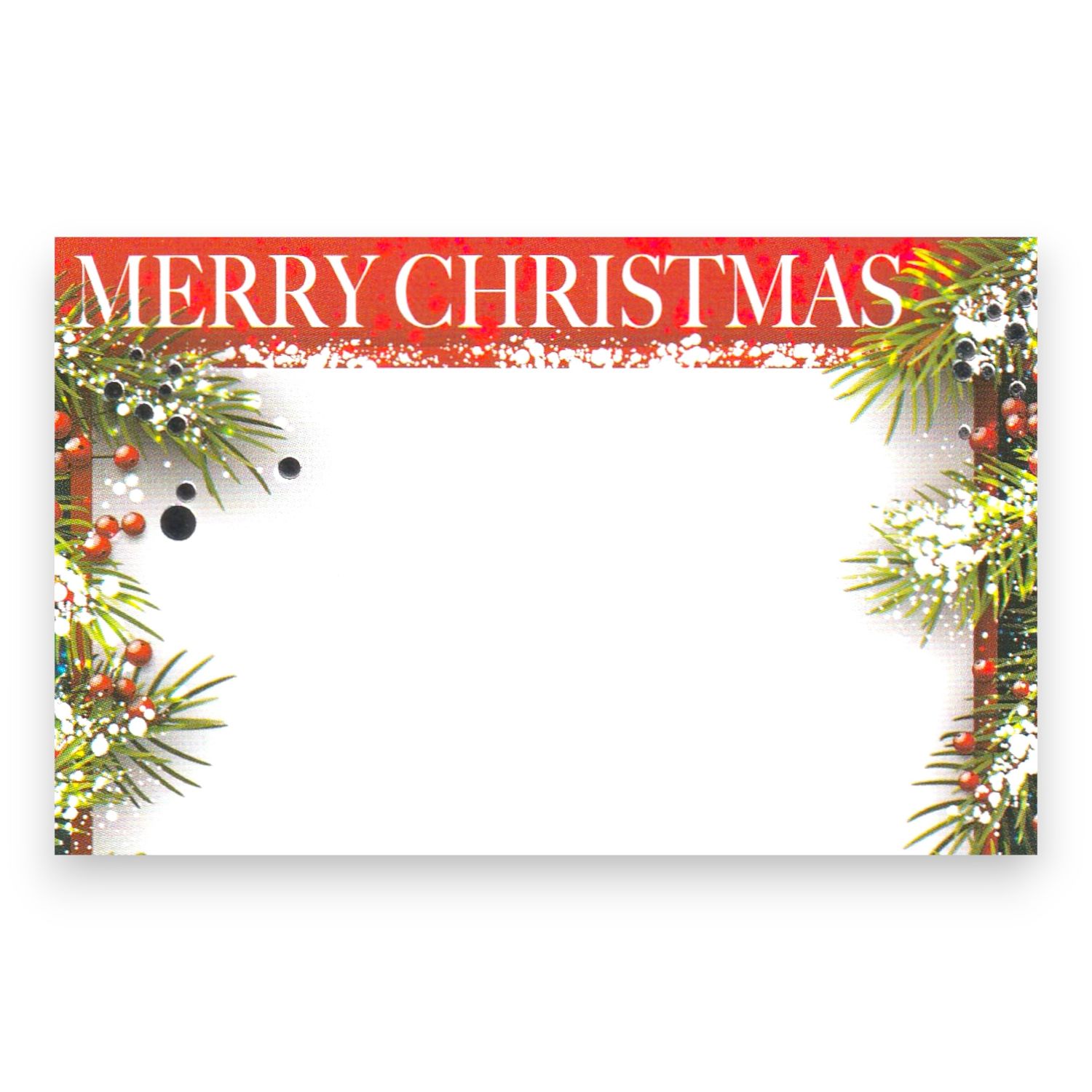 50pc 3.5"x2.25" Enclosure Cards Merry Christmas w/Pine &amp; Berries