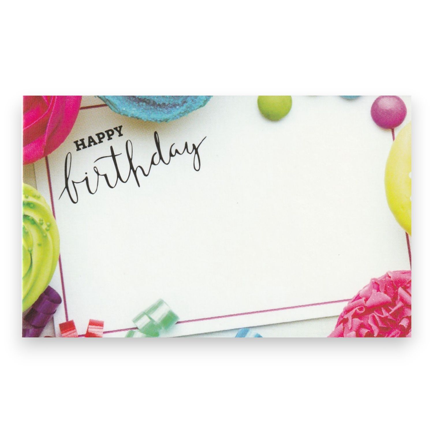 50pc 3.5&quot;x2.25&quot; Enclosure Cards Happy Birthday w/Multicolor Decorations