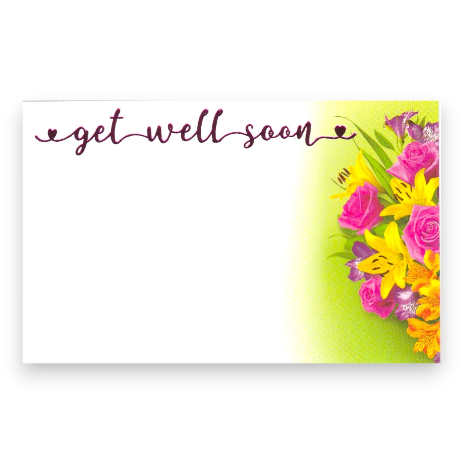 50pc 3.5&quot;x2.25&quot; Enclosure Cards Get Well Soon w/Flowers Multicolor