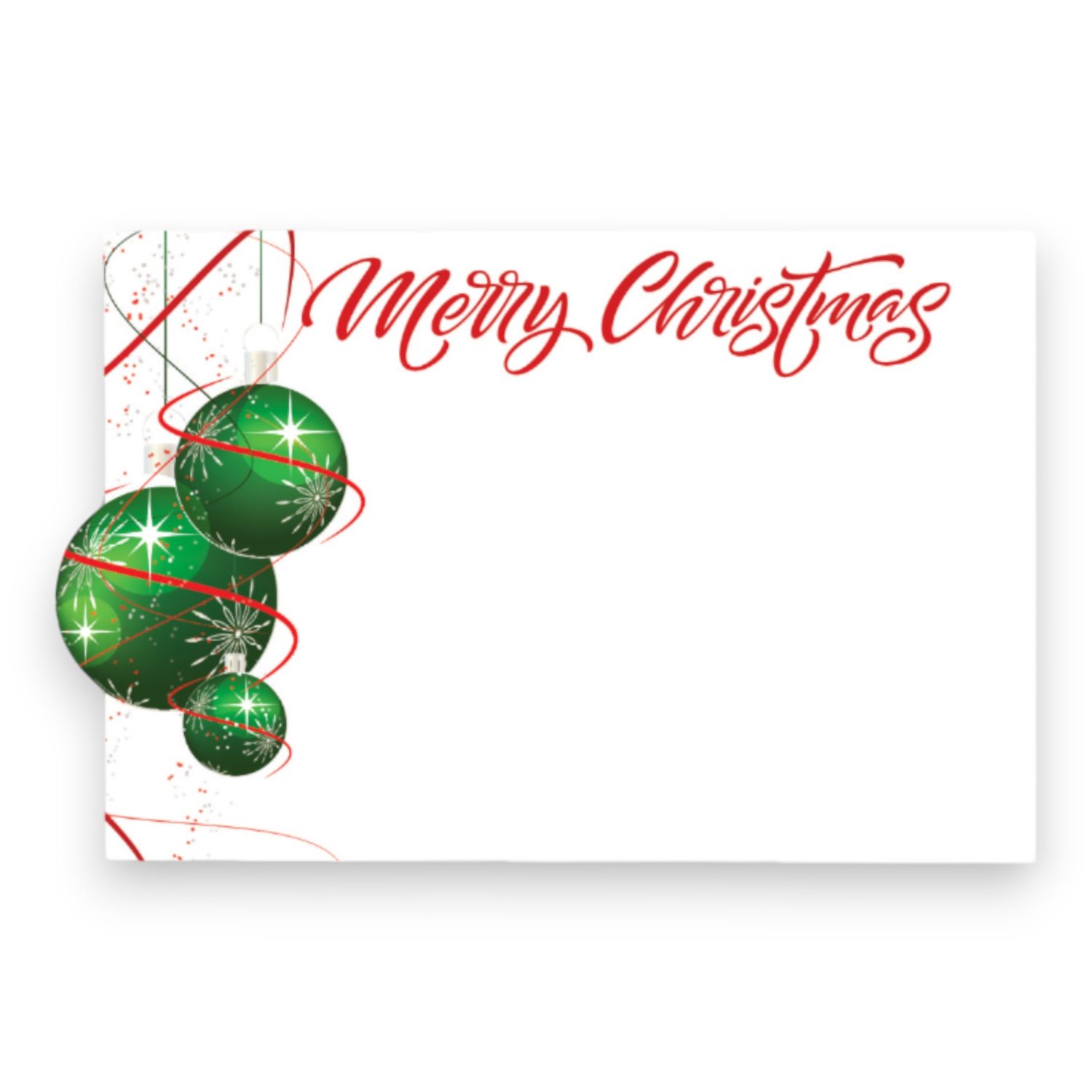 50pc 3.5&quot;x2.25&quot; Enclosure Cards  Merry Christmas w/Ornaments Red/Green
