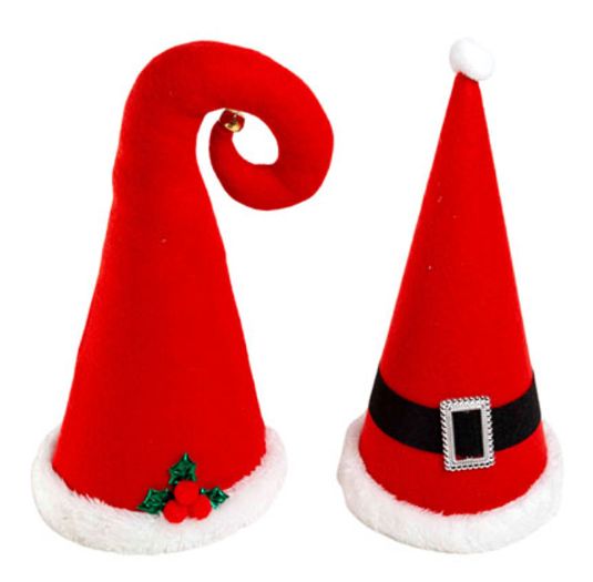 12&quot; Tree topper/ Table Décor Santa or Elf Hat Assorted