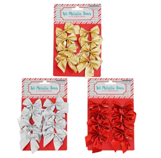 2.17&quot;x2.36&quot; 8pc Metallic Bow Assorted