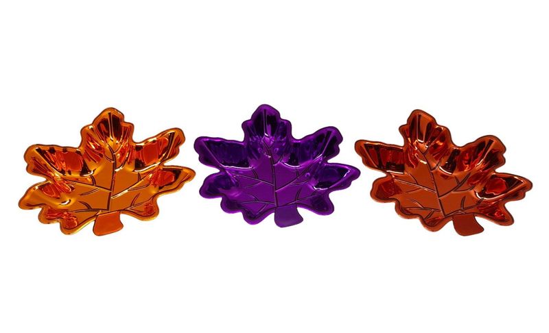 8.5&quot;x9&quot; Metallic Leaf Shaped Dish Assorted (Plastic)