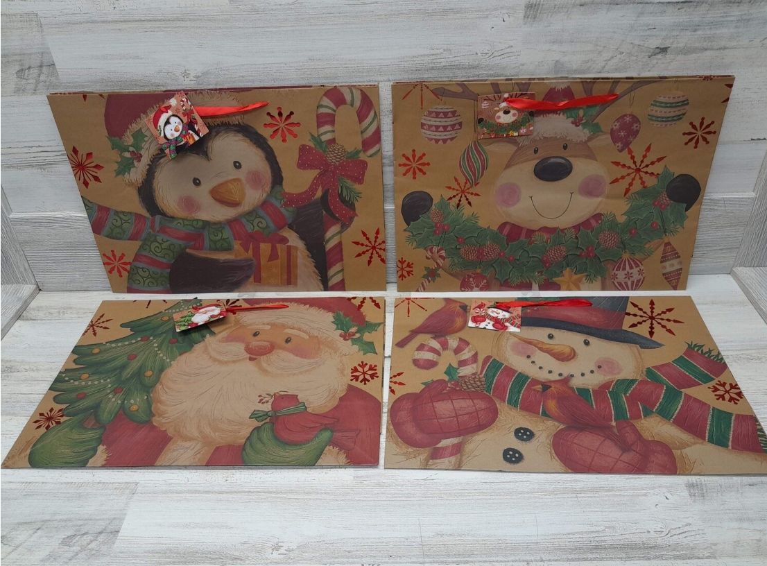 18&quot;x13&quot; Christmas Kraft Gift Bag Assorted