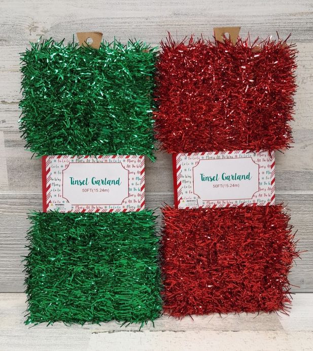 50&#39; Tinsel Garland Assorted