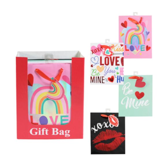9.6&quot;x10.4&quot;x4.1&quot; Valentine Gift Bag Assorted