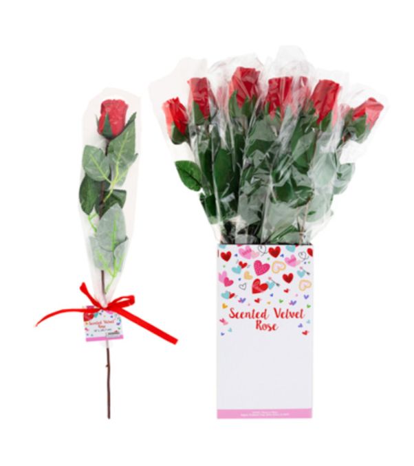 18&quot; Scented Velvet Rose Red w/Cellophane Wrap