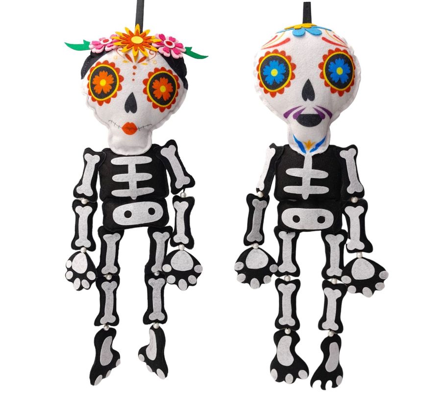 19&quot; Hanging Sugar Skull Skeleton Assorted