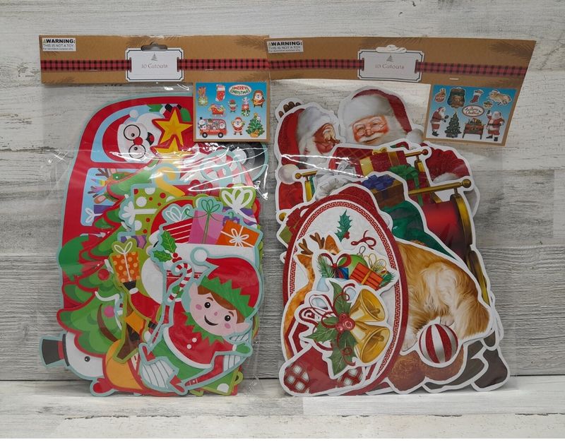 10pc Glittered Christmas Cutouts Assorted