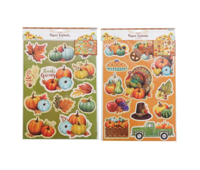 24pc 2-Sheet Harvest Paper Cutouts Assorted