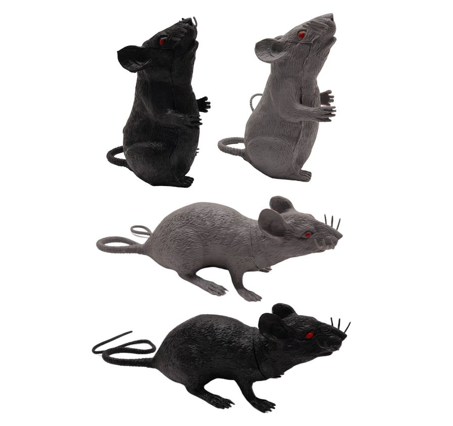Halloween Rats w/Red Eyes/Squeaker Assorted