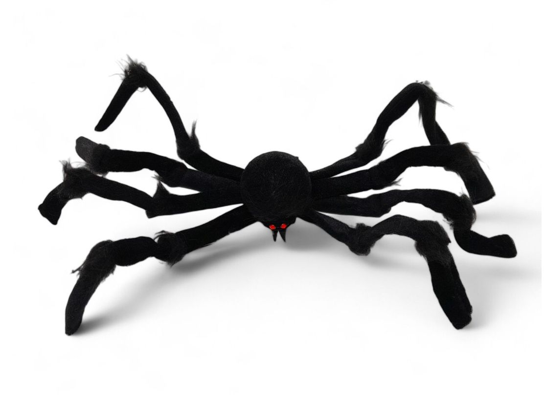 19.6&quot;x1.57&quot; Hairy Spider Black w/Red Eyes