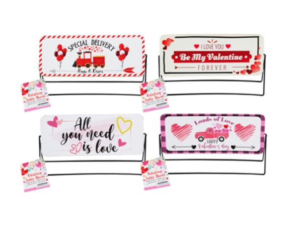 8.25&quot;x5&quot; MDF Valentine Rotating Double Sided Table Décor Assorted