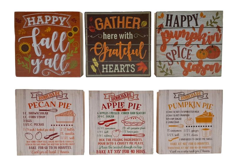 5.9&quot; MDF Fall Sign Wall/Table Décor Assorted
