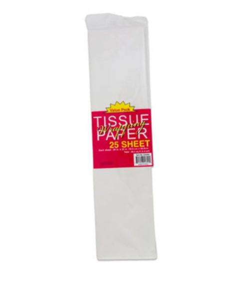 25pc 20&quot;x20&quot; Tissue Paper White