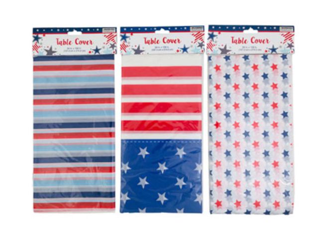54&quot;x108&quot; Plastic Patriotic Table Cover  Assorted
