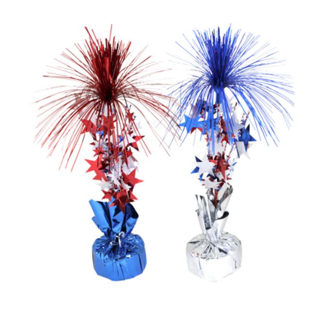 14&quot; Patriotic Tinsel Balloon Weight Centerpiece Assorted