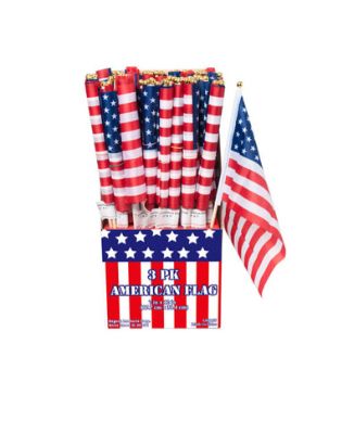 3pc 12&quot;x7&quot; American Flag on 15.7&quot; Wooden Dowel