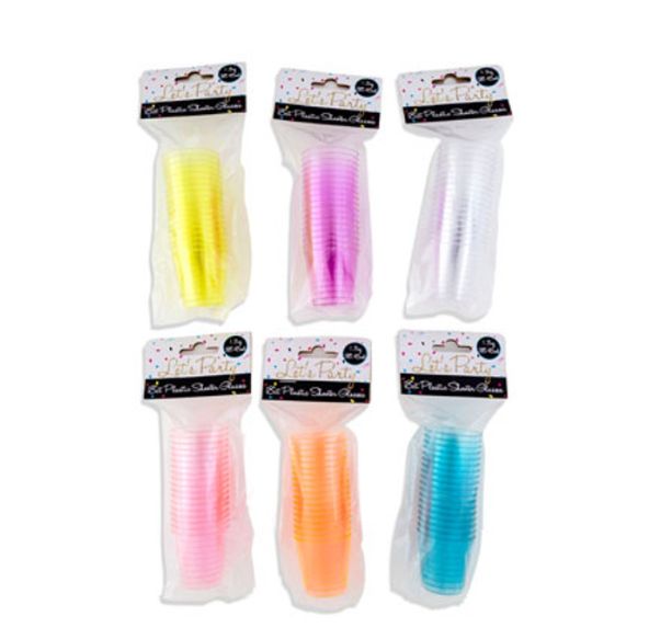 18pc 1.3oz Plastic Shot Glasses Assorted