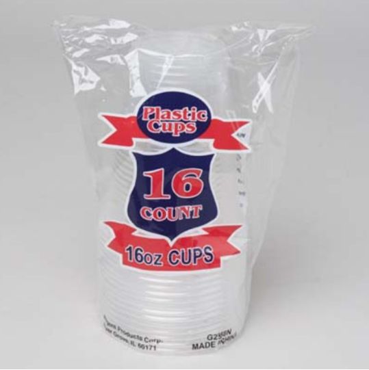 16pc 16oz Plastic Disposable Cups Clear