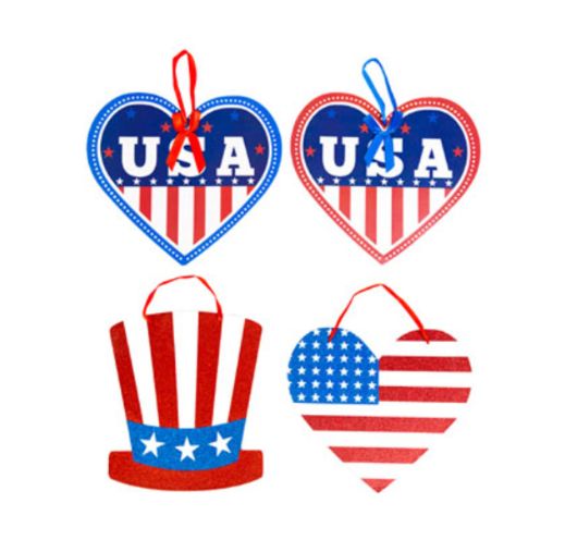 Patriotic Hanging Glitter Wall Plaque Assorted