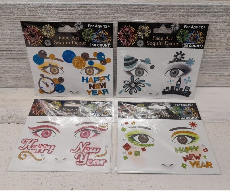 New Year Sequin Face Art Assorted
